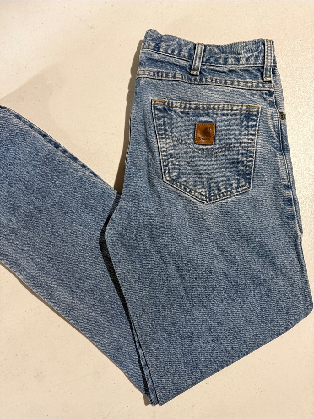 Carhartt Vintage Light Blue Denim Jeans with Leather Patch 32x32